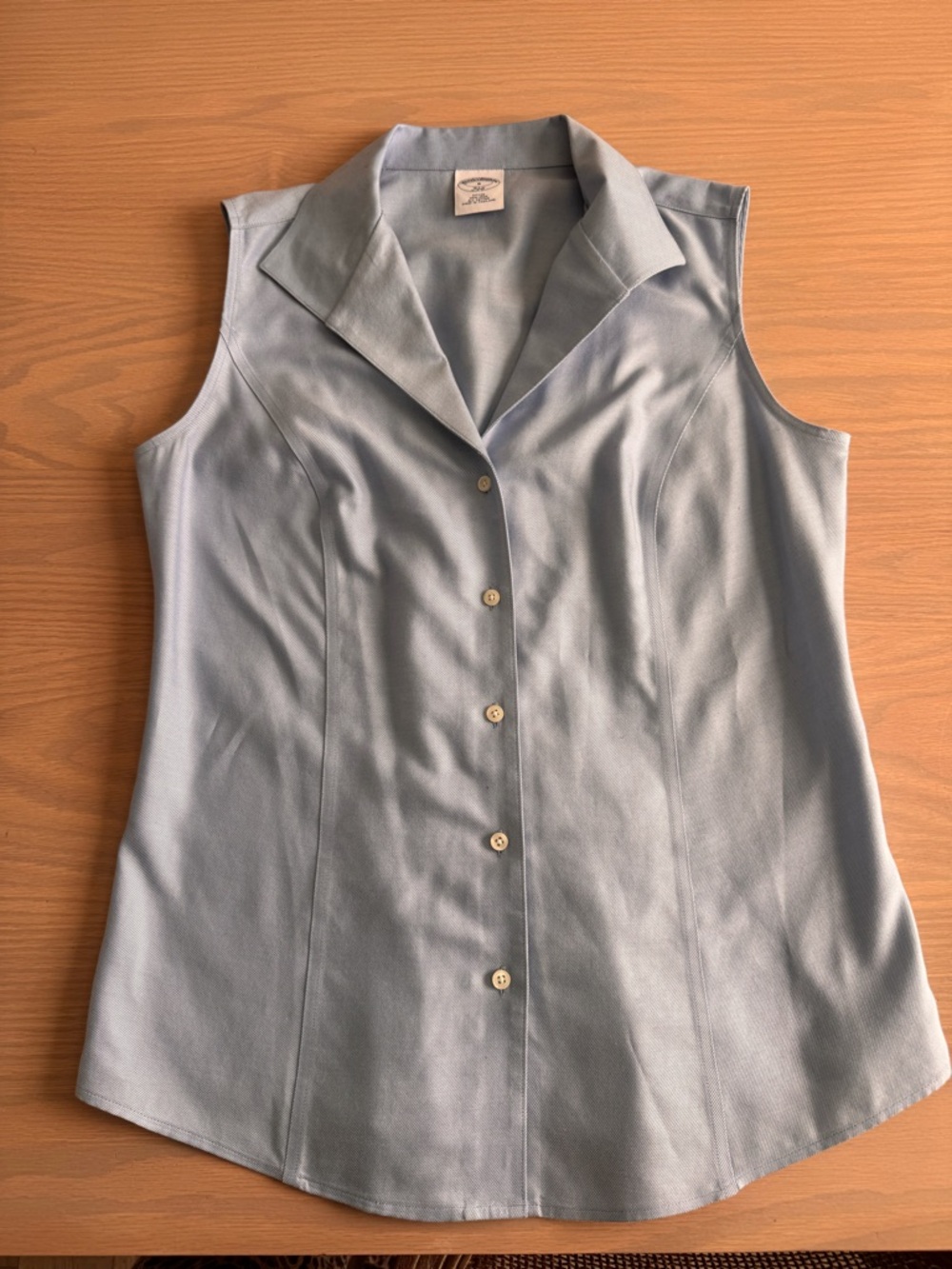 Brooks Brothers Light Blue Sleeveless Button-Front Blouse